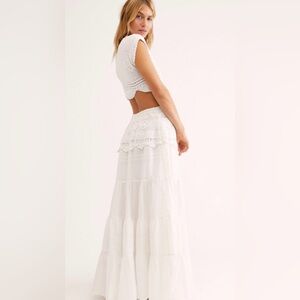 Free People ‘Buttercup’ White Cotton Maxi Skirt Fits Medium